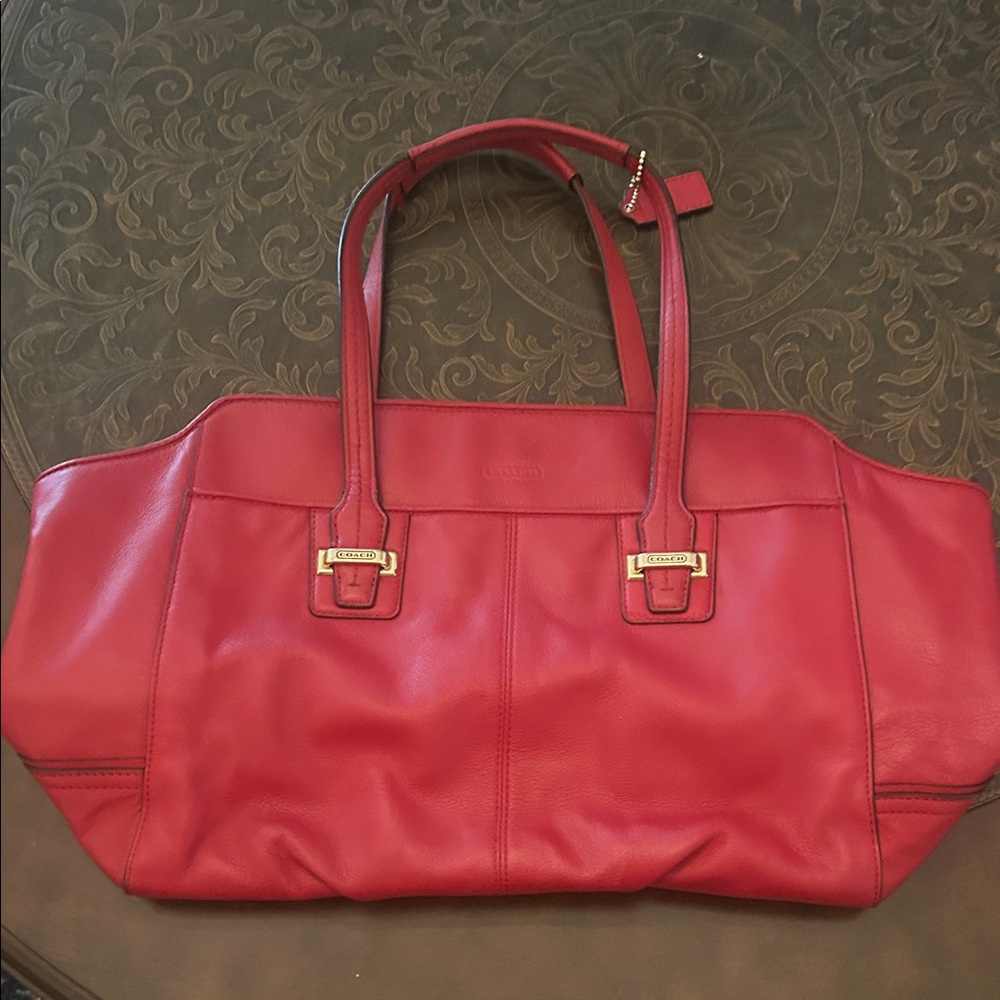 Coach Cherry Red Leather Tote